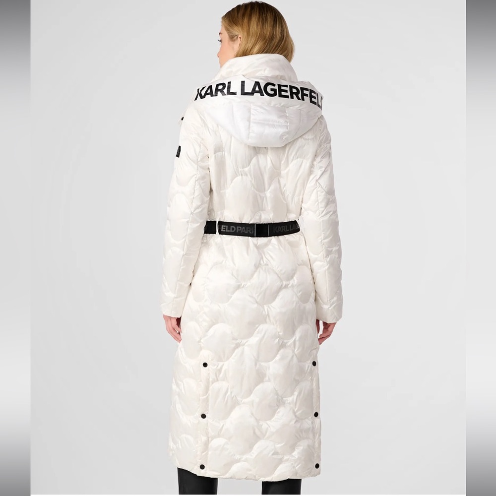 KARL Lagerfeld White Mini Belt Bag Maxi Puffer Coat Down Fill Jacket XS 0 2 NWT